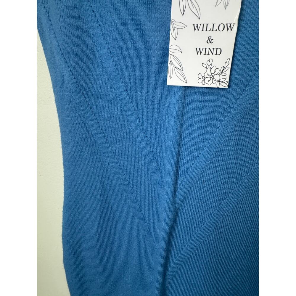 NWT Willow & Wind Blue Knit Maxi Bodycon Dress Medium Side Slit - Picture 4 of 11